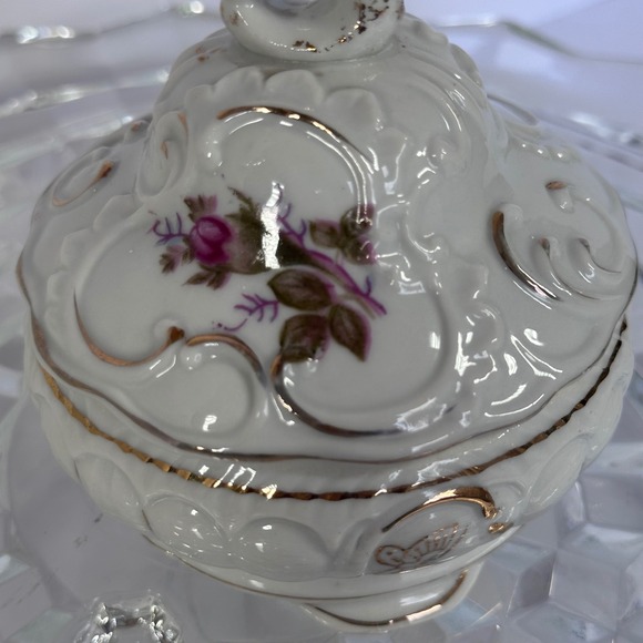 Vintage Porcelain Vanity Set Floral Rose Design‎ Perfume Bottles Trinket Box - Picture 13 of 16